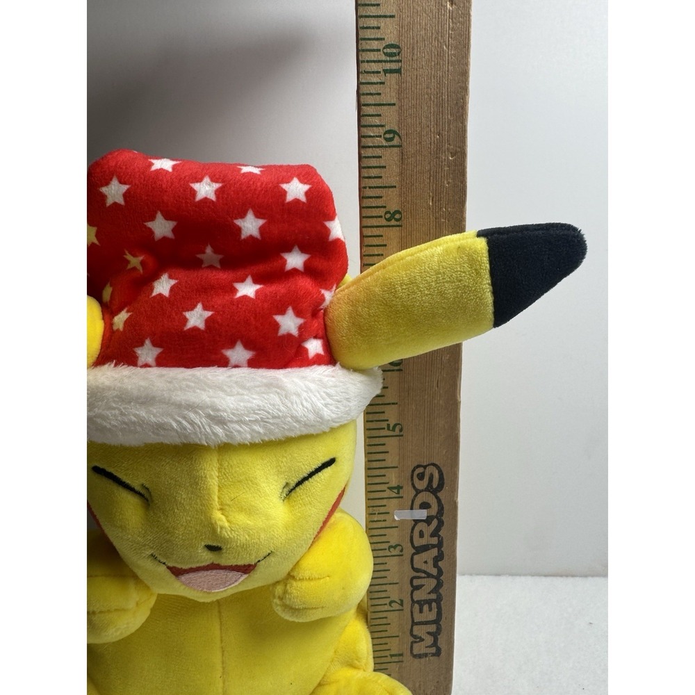 Pokémon Christmas Pikachu Plush, Holiday Santa Hat Star Pattern  Nintendo - Picture 8 of 9